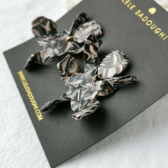 Authentic Lele Sadoughi Small Paper Lily - Maple Earrings - Picture 3 of 3